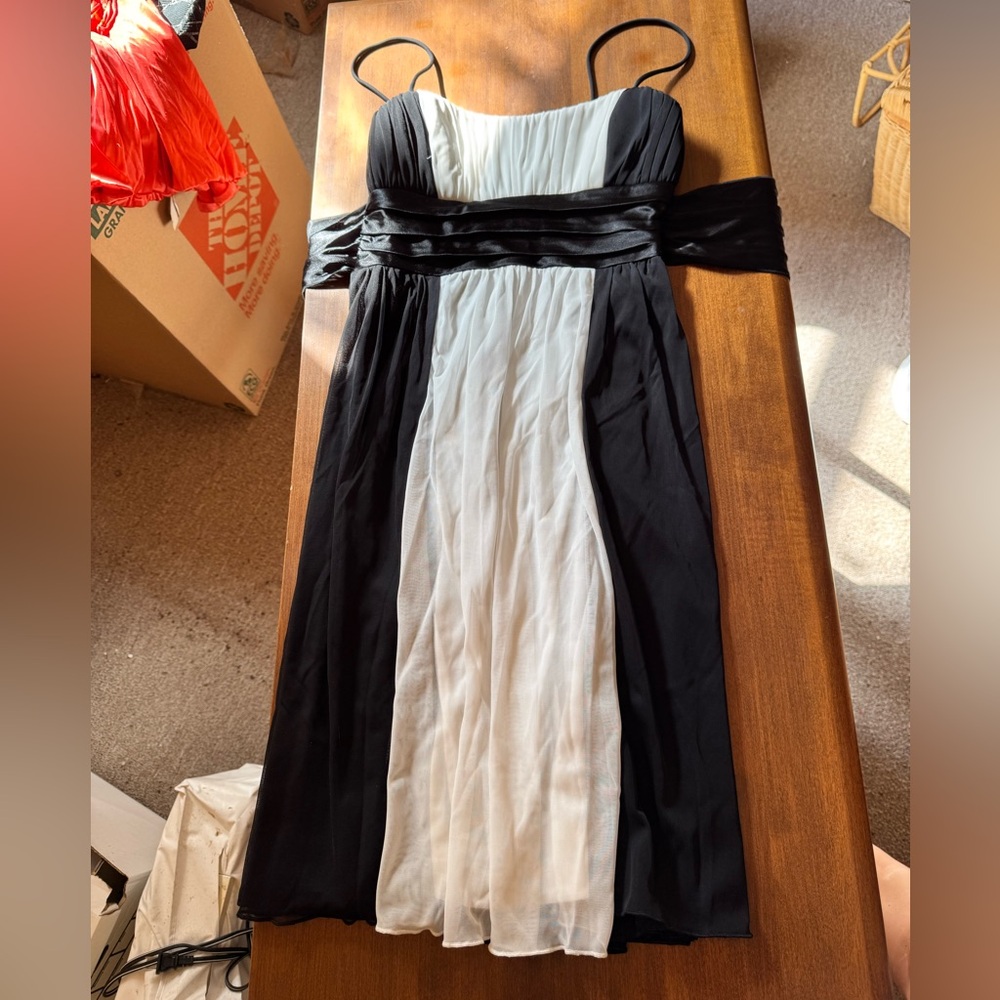 City Triangles Black and White Strapless Dress